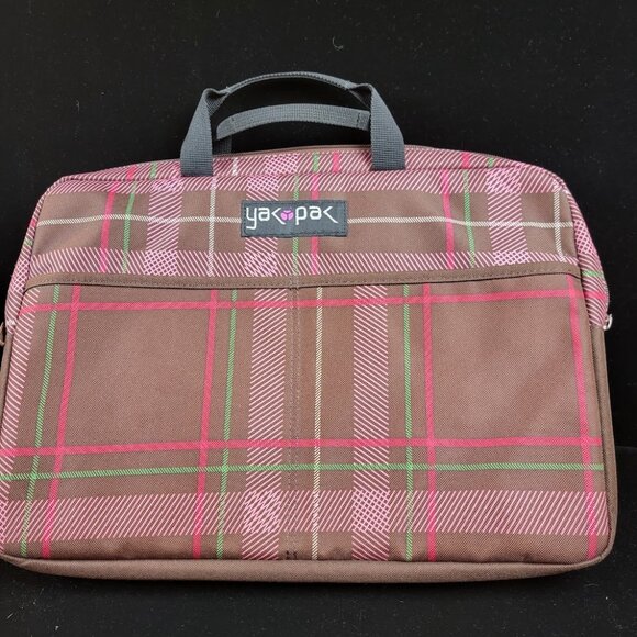 Vintage Yak Pak Plaid Laptop Case Bag Padded Pink Brown 90s Y2K Retro PC Sleeve - Picture 3 of 7